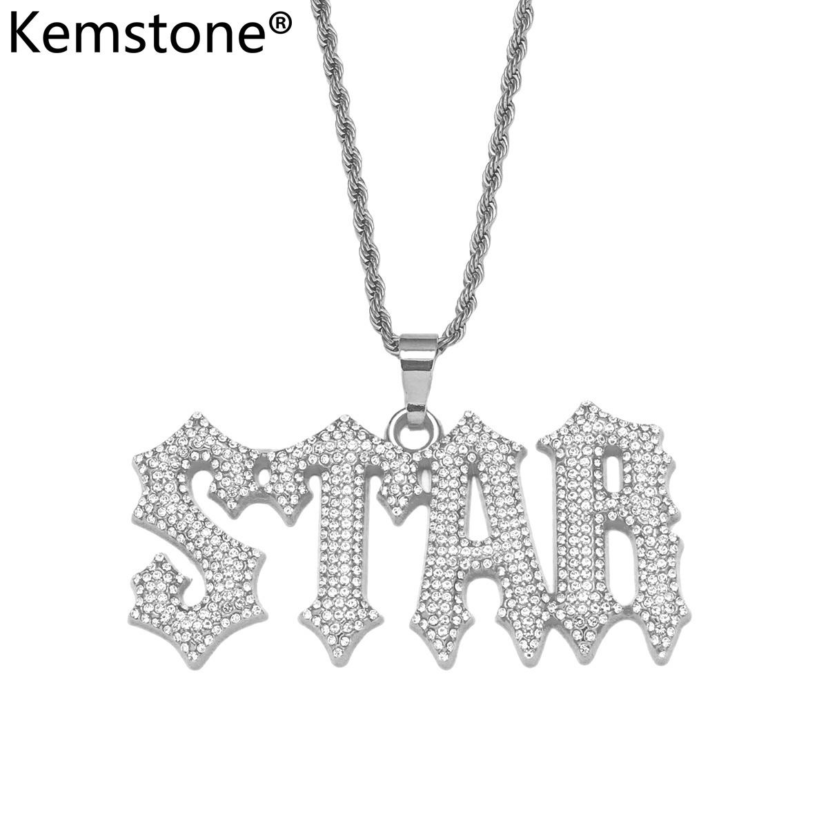 Kemstone STAR Letter Silver Gold Plated Necklace for Men's Pendant Necklace Hip Hop Exaggerated Punk Jewelry ราคา 172 บาท*ส่งฟรี