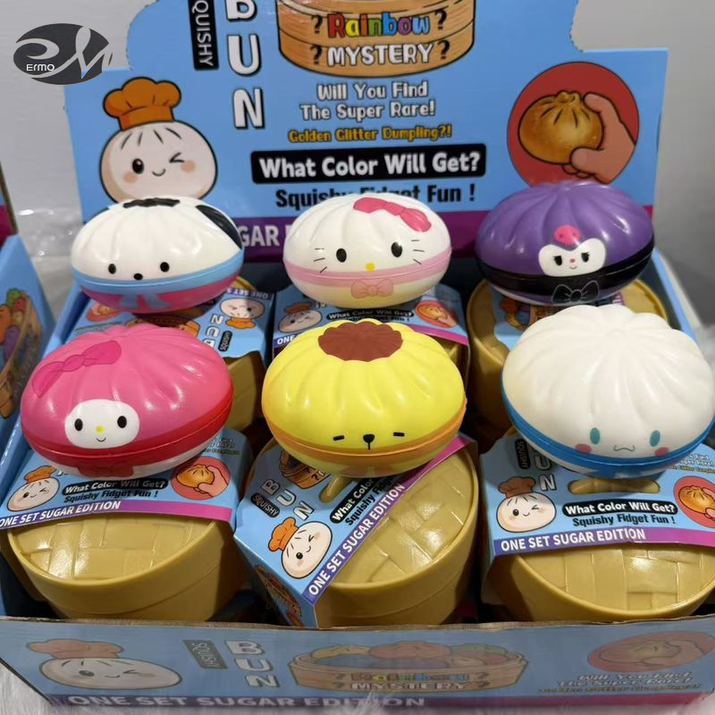 ERMO Squishy Bun Mystery Blind Box Cute Food Fidget Toys with Surprise Characters and Soft Squeezable Fun ราคา 41 บาท*ส่งฟรี