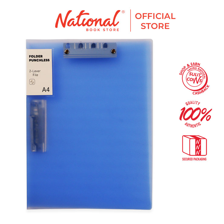 JTM Folder Punchless JT25003026 Blue A4 Side And Top Clip Transparent - Files & Folders