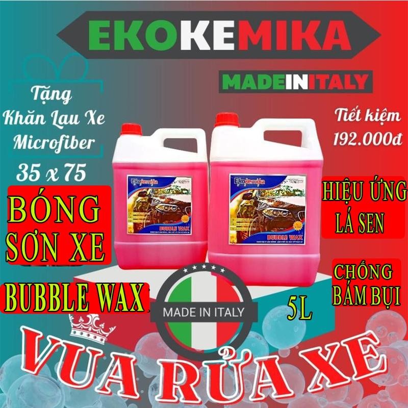 Ekokemika Bubble Wax 5L Dung Dịch Phủ Bóng Làm Khô Bảo Vệ Sơn Xe Ô Tô Xe Máy Siêu Bóng Chống Bám Bụi