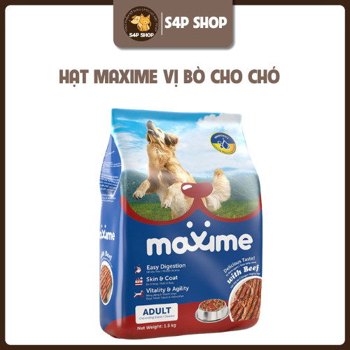 [ HOẢ TỐC] Hạt Cho Chó Trưởng Thành Maxime Adult Gói 1.5kg và 400g - Vị Thịt Bò , Tiêu Hóa Tốt, Phát Triển Toàn Diện