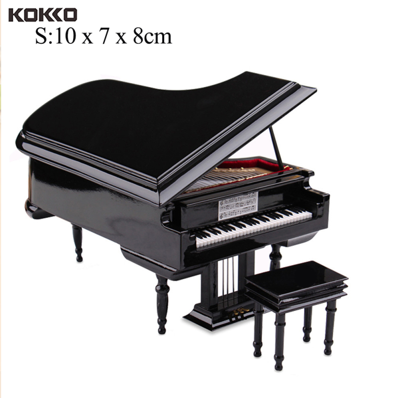 Mini grand piano model ornaments black delivery black leather box + piano stool Malaysia