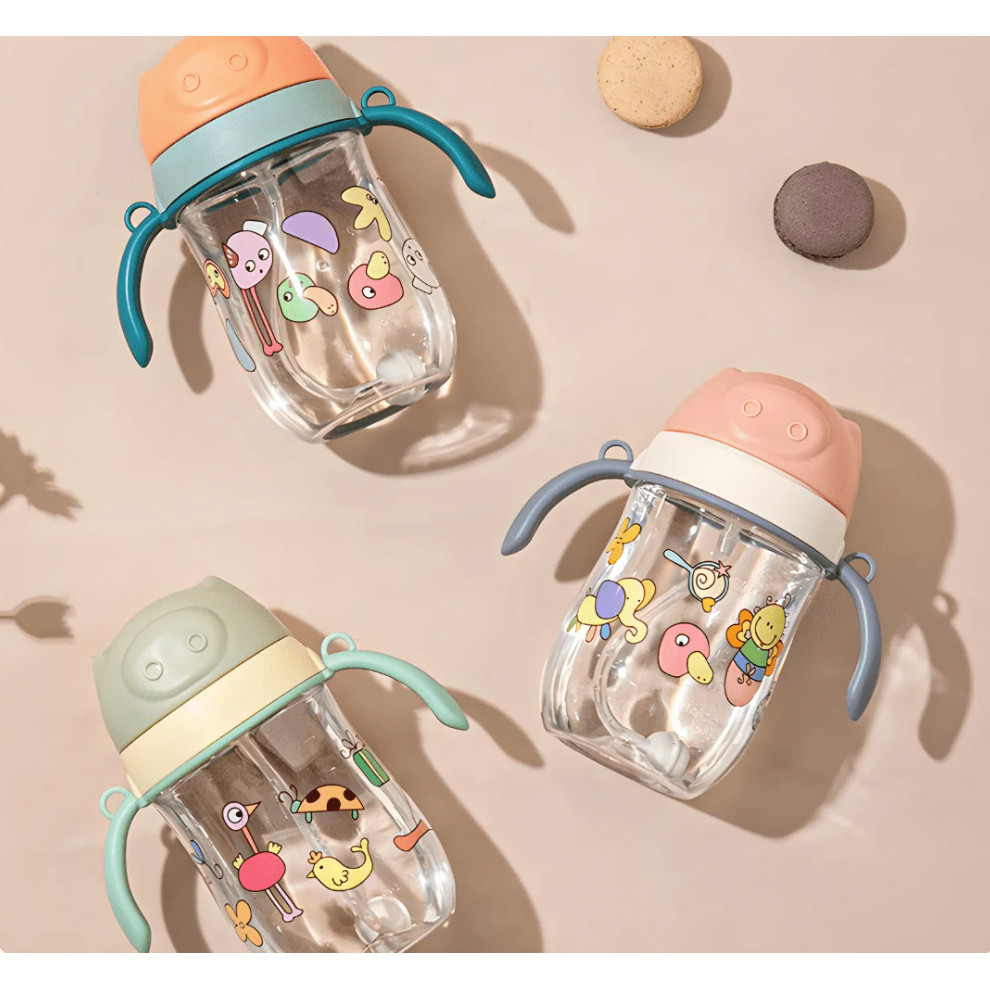 Botol Minum Anak Bersedotan Baby Drinking Bottle 380ml 儿童吸管水杯 防漏设计