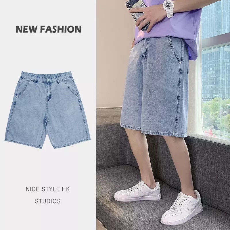 Rw quần short jeans ống rộng unisex t-a-n style hàn quốc-qsj04-frull size nam nữ màu xanh 34