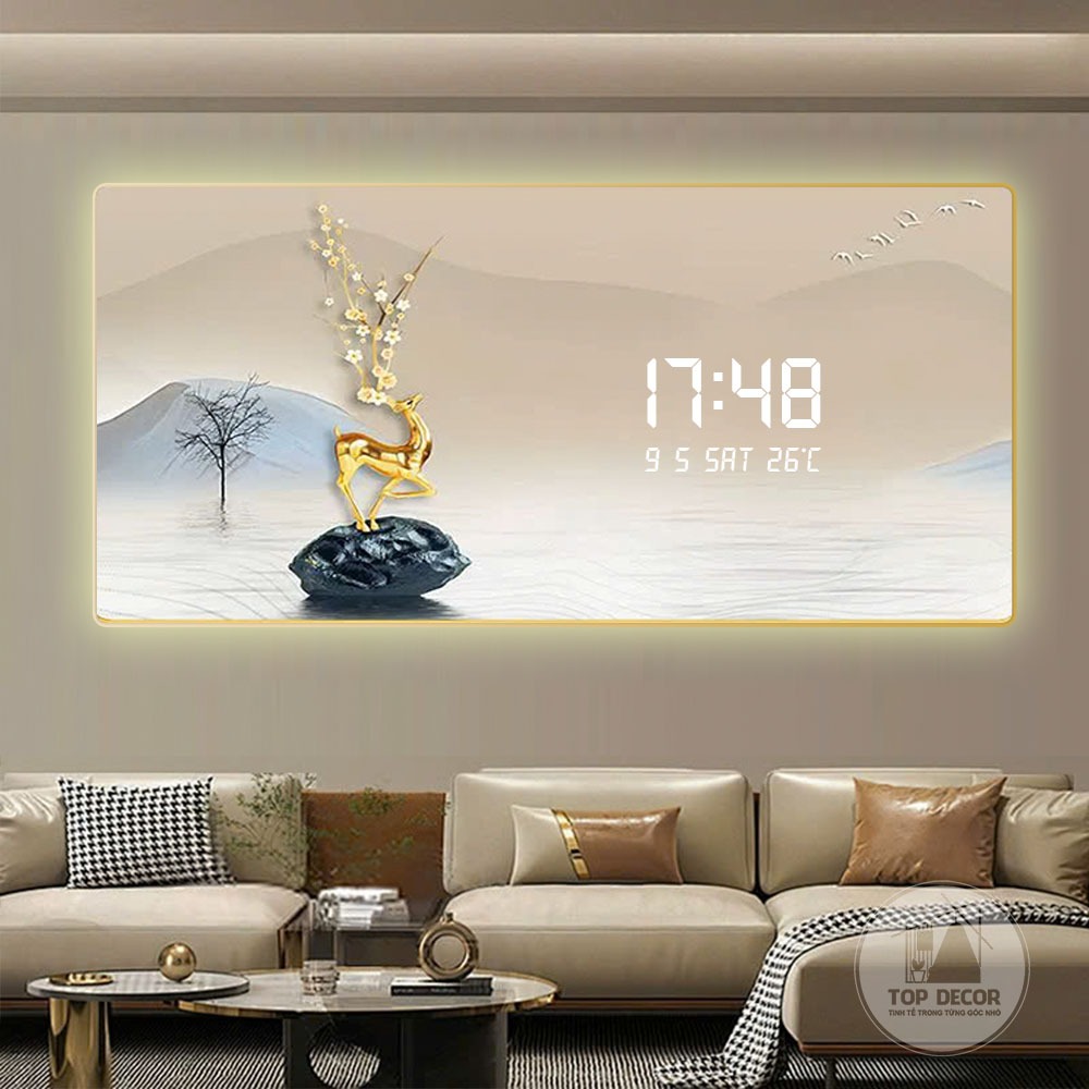 Đồng Hồ Treo Tường Điện Tử Tráng Gương - Tranh Tráng Gương Đồng Hồ Kỹ Thuật Số LED - Top Decor