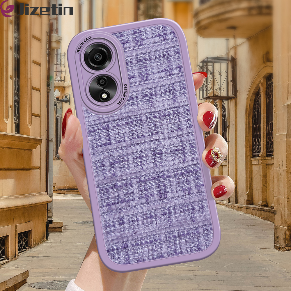 Jizetin vỏ cho Oppo A18 A38 vải gốc Ốp lưng silicon mềm bọc vải vỏ điện thoại