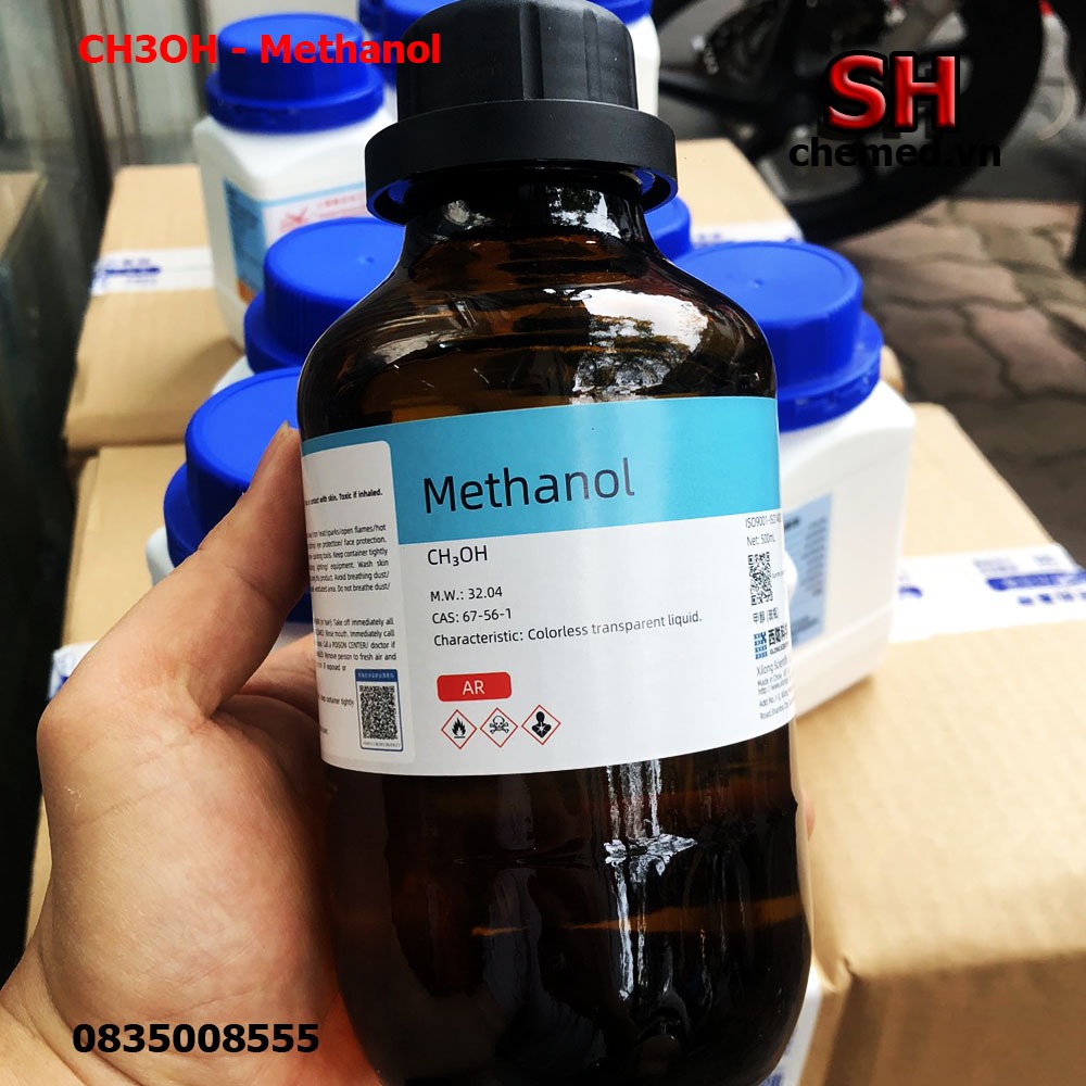 Hóa chất CH3OH - Methanol 500ml hóa chất dùng trong thí nghiệm, xét nghiệm y tế