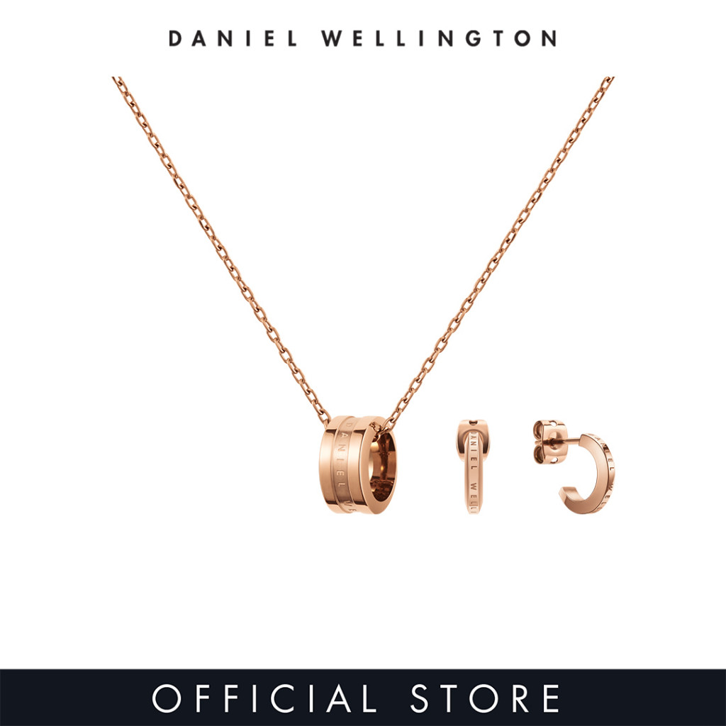 Daniel Wellington Gift Set - Elan Earrings Rose gold + Elan Necklace Rose gold - Jewelry + Jewelry Set for Female Gift for Women Birthday Annivesary