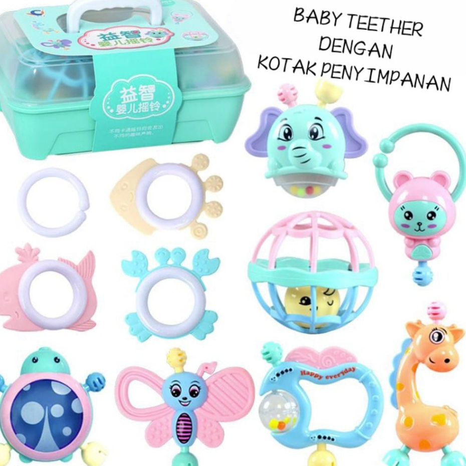 MS 11pcs Mainan Shake Teether Kids Toys Perkembangan Anak Balita Rattle Gigitan Baby Gigitan Bayi Setโฆ
