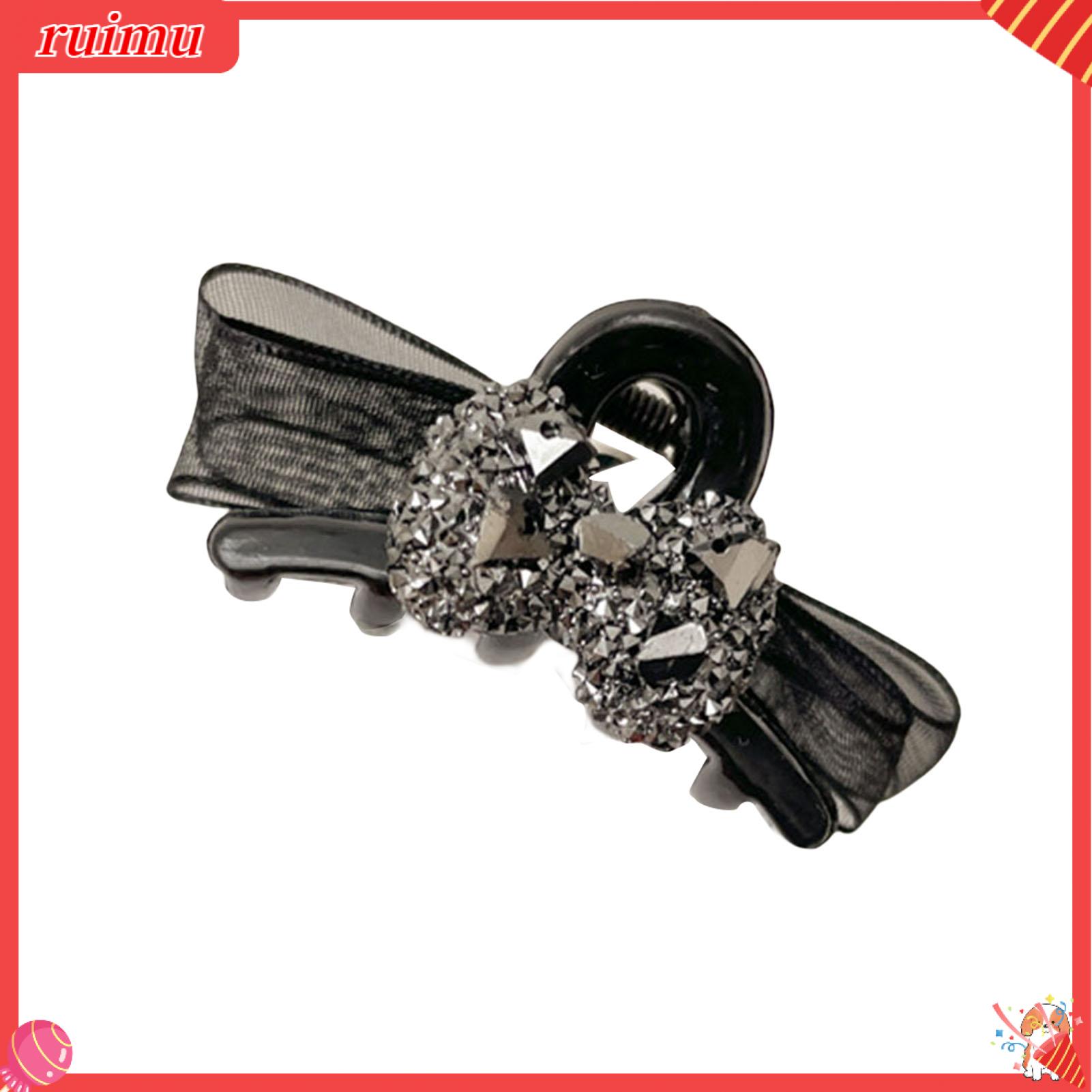 Ruimu Phụ Nữ Bangs Claw Nhỏ Hai Mặt Nơ-Knot Trang Trí Nội Thất Rhinestone Chống Trượt trang trí tóc chạm khoét Đàn Hồi Mùa Xuân Kẹp Tóc Nữ công cụ tạo kiểu tóc Đẹp Lady Fringe