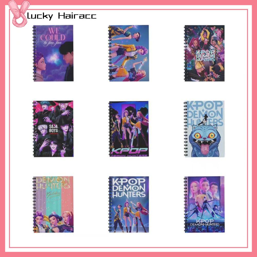 LUCKY HAIRACC Dễ thương Sổ tay Thợ săn quỷ Sổ tay vẽ Thợ săn quỷ Kpop Sách nhật ký trẻ em Di động a6 Sổ tay thông báo cho sinh viên Vật tư văn phòng