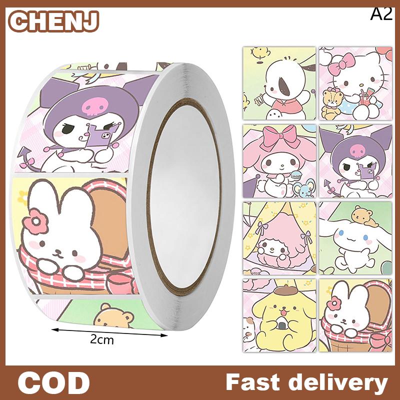 CHENJ 500 cái cuộn dán trang trí dán tài khoản tay niêm phong Băng biểu hiện phim hoạt hình dễ thương