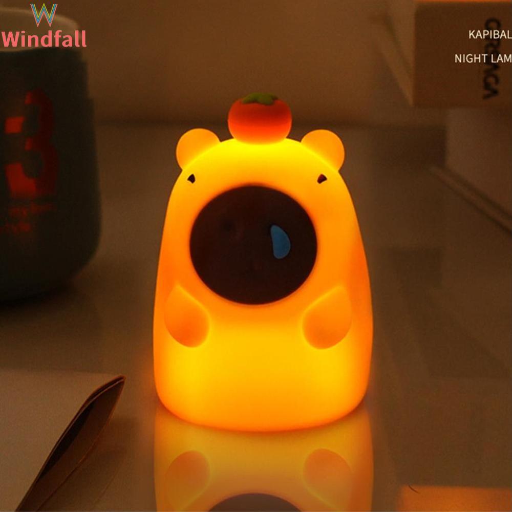 Sigomay capybara Silicone Đèn ngủ LED Pat cảm biến đèn có thể sạc lại trang trí phòng ngủ trẻ em động vật hoạt hình đèn ngủ quà tặng giáng sinh