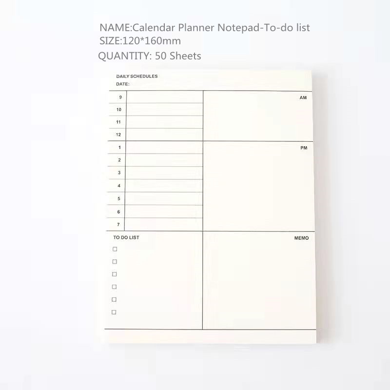 Calendar Planner Notepad-weekly monthly To-do List Planner notebook College notebook Sticky note