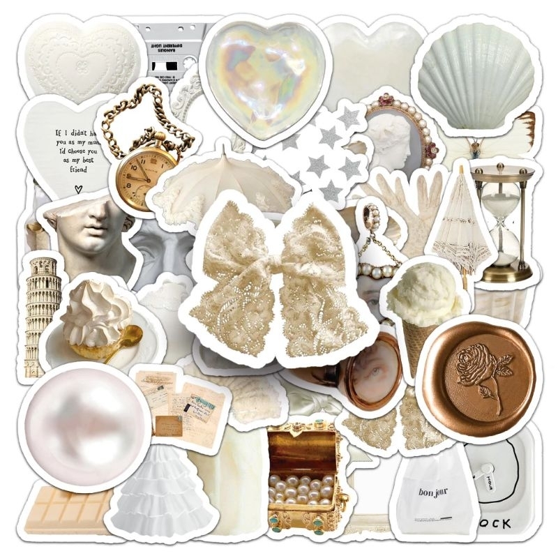 Set 10 30 50 stickers mảnh giấy cháy xén cạnh vintage dán nón bảo hiểm laptop vali sổ tay scrapbook journal bullet thiệp thư quà handmade