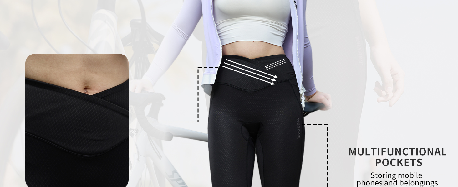 WOSAWE Women Cycling Pants 6 Hours Riding Padded Breathable Reflective Sports Bike Long Tights