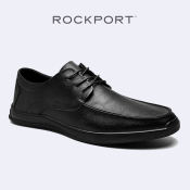 Rockport Leather Shoes Noah Apron Toe Black Mens Shoes