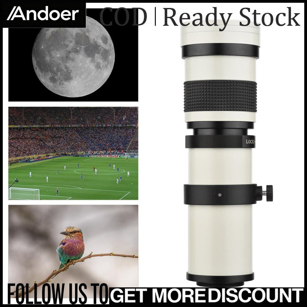Andoer กล้อง MF Super Telephoto ซูมเลนส์ F/8.3-16 420-800 มม.T2 Mount พร้อม FX-mount อะแดปเตอร์แหวน 1/4 ด้ายสำหรับ Fujifilm X-Pro2 X-E2 X-E3 X-A5 X-M1 X-T1 X-T2 XT3 X-T10 X-T20 X-T30 X-H1 X-Mount ราคา 2,268 บาท*ส่งฟรี