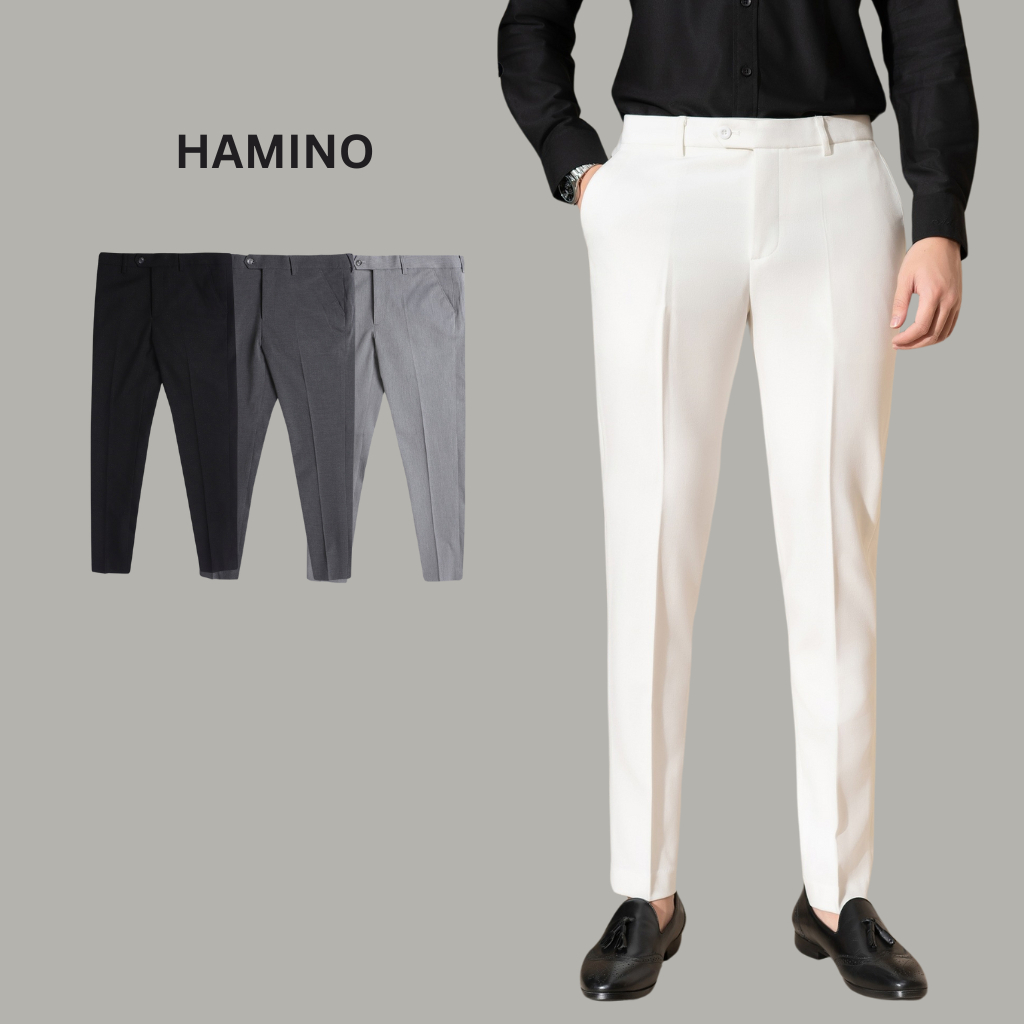 Quần tây trắng quần âu nam màu trắng kem âu cotton không bai không xù dáng công sở ống đứng hơi côn