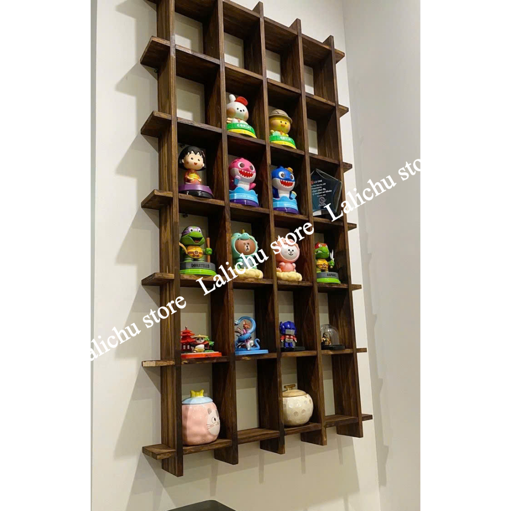 [gỗ dày 2cm] Kệ Gỗ Ô Vuông Treo Tường, Kệ Decor Trưng Bày Ấm Trà Ly Cốc Đồ Gốm Sứ