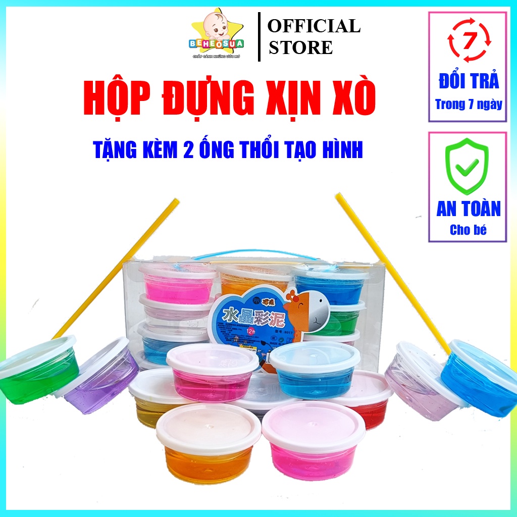 Slime base Slam hộp 12 màu có hộp đựng xịn xò bảo hành 1 đổi 1 trong 7 ngày