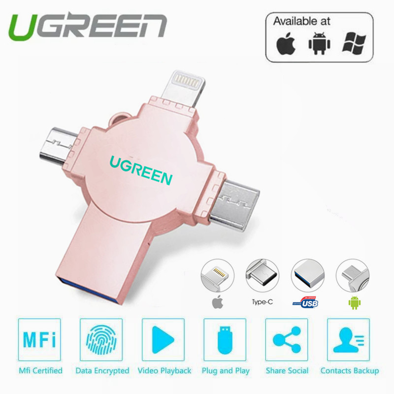 Ugreen Pendrive 1TB 2TB Ổ USB Flash cho IOS Android Pendrive 4in1 điện thoại thông minh tốc độ cao U đĩa