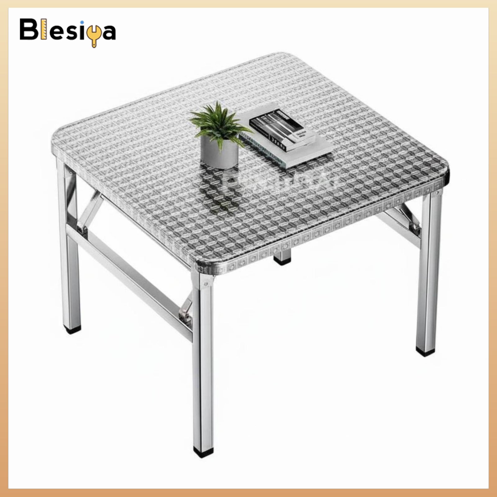 Blesiya Foldable Design Stainless Steel Folding Table Space Saving Portable Camp Table Easy Storage Metal Utility Desk No Assembly Required for Event Planners, Homeowners, Outdoor, Market Stall, Kitchen, Commercial Setting ราคา 4,807 บาท*ส่งฟรี