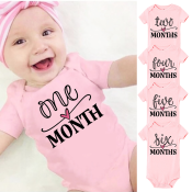 Milestone Baby Bodysuits 1-12 Months - Pink Rompers