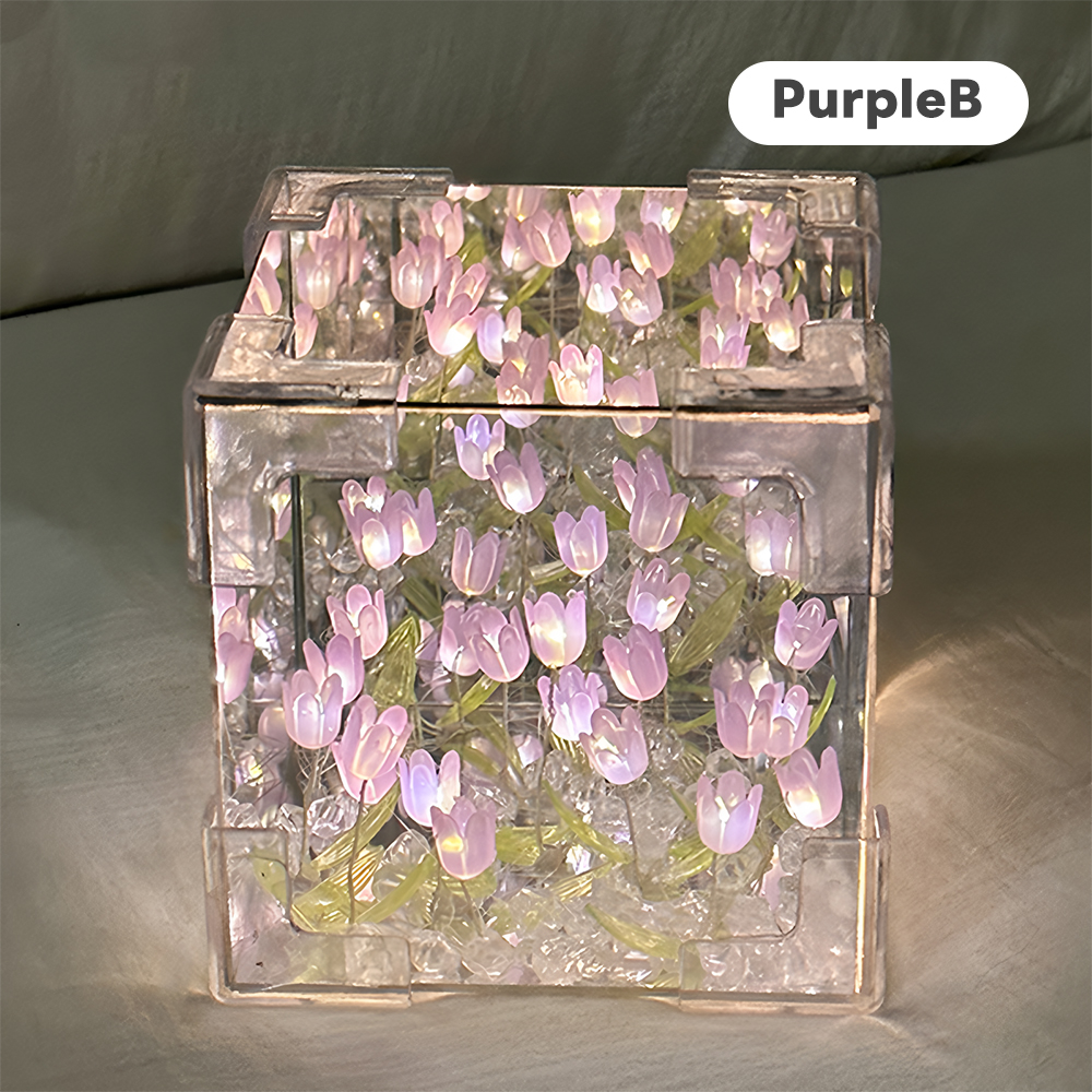 Mumystation Tulip Cloud lamp Romantic and Atmosphere DIY Flower night Light Mirror Table Lamps 郁金香花朵夜灯