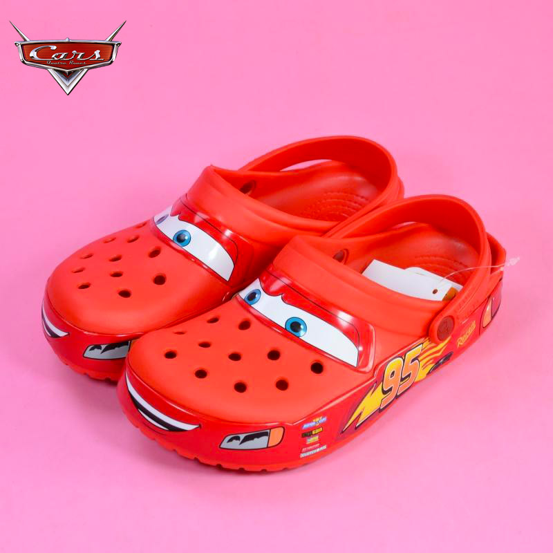 <802>Aoger Disney Lightning Mcqueen Crocs Men Pixar Waterproof Summer Slippers Outdoor Beach Holey S