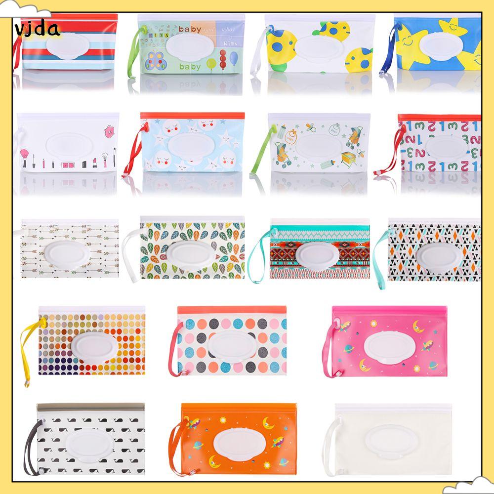 VJDA 1pcs Ngoài trời Dễ thương Cầm tay Hộp đồ Snap-Strap Sản phẩm dành cho trẻ em Túi khăn ướt Hộp khăn giấy Túi mỹ phẩm Phụ kiện xe đẩy
