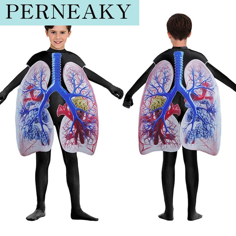 ของเล่นและโมเดลสะสม PERNEAKY สมจริง ชุดคอสเพลย์ดีไซน์หัวใจ ภาพพิมพ์อวัยวะภายใน ความคิดสร้างสรรค์ จั๊มสูทพิมพ์ลาย ของขวัญสำหรับเด็ก สะดวกสบาย ชุดจำลองอวัยวะมนุษย์ ชายหญิง