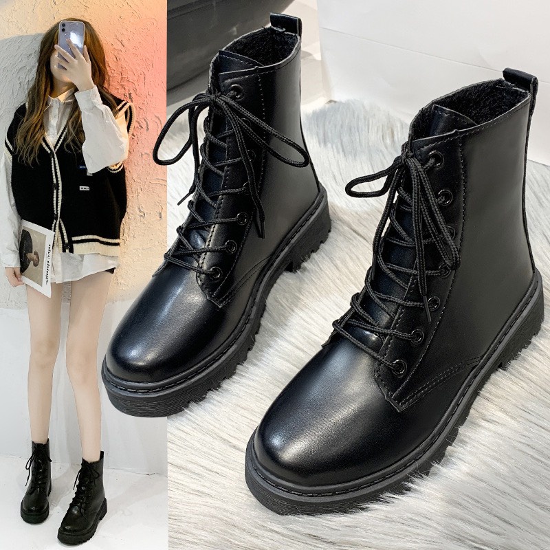 Giày Bốt Nữ cao cổ da đen sang chảnh Khoá Kéo Siêu Đẹp
