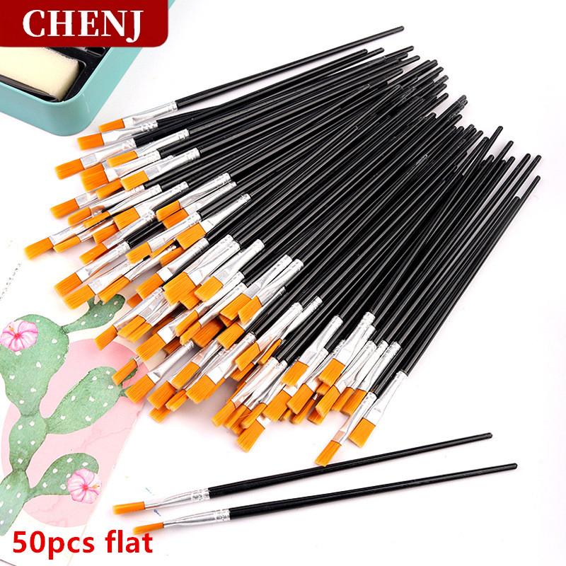 [COD] CHENJ TOOL Sơn Bàn Chải Thiết Lập Nghệ Thuật Vòng Phẳng Tóc Nylon Tóc Sơn Bàn Chải Cho Dầu Acrylic Màu Nước Trẻ Em Nghệ Sĩ Người Mới Bắt Đầu Sinh Viên