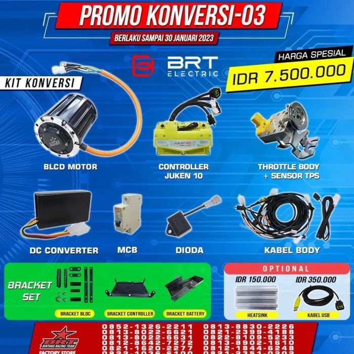 PROMO- PAKET KONVERSI KIT MOTOR LISTRIK BRT Harga  11,150,000 Ringgit*Penghantaran Percuma