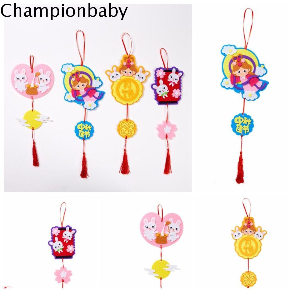 CHAMPIONBABY Trung Thu dây chuyền không dệt Giữa Mùa Thu tự làm Không dệt Thỏ dây chuyền hình thỏ tự làm Túi chất liệu Tự Làm Thủ Công Đồ chơi thủ công mỹ nghệ không dệt thủ công Lễ hội trung thu