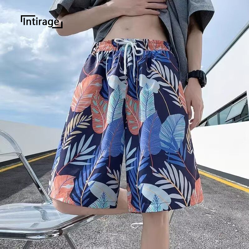 Intirage Shorts New Beach For Loose Fit Men Casual Sports Five Quarter Pants