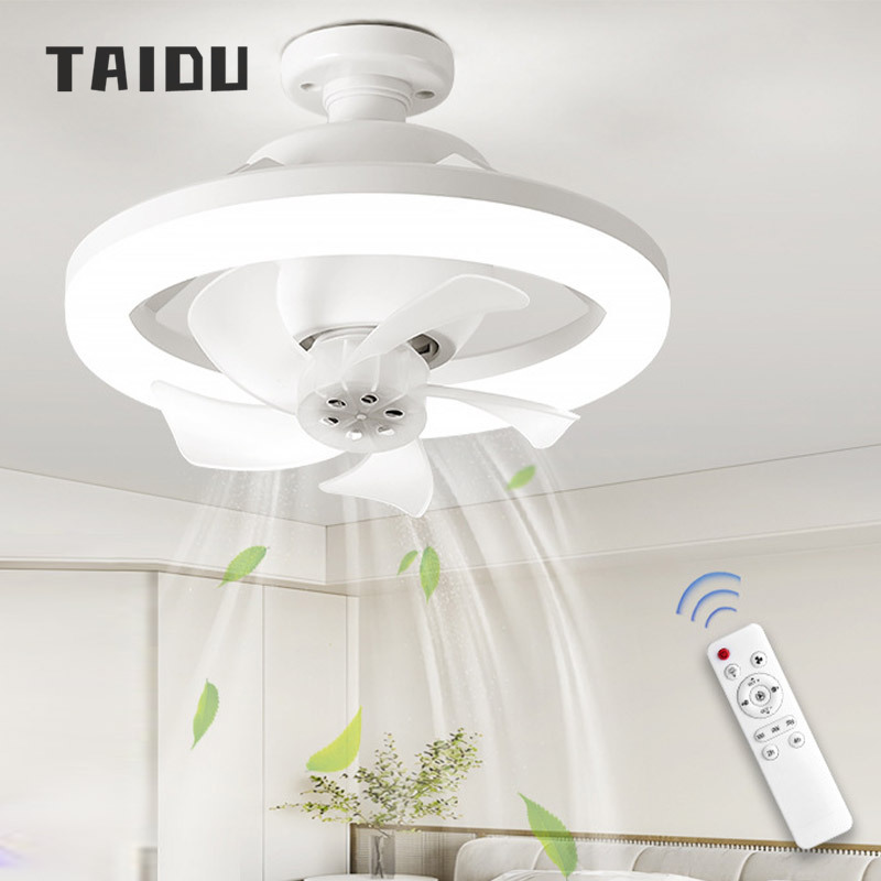 Taidu mới đầu di chuyển E27 Quạt đèn nhỏ gia đình Đèn quạt trần Quạt đèn cho phòng khách phòng ngủ phòng ăn thích hợp cho câm