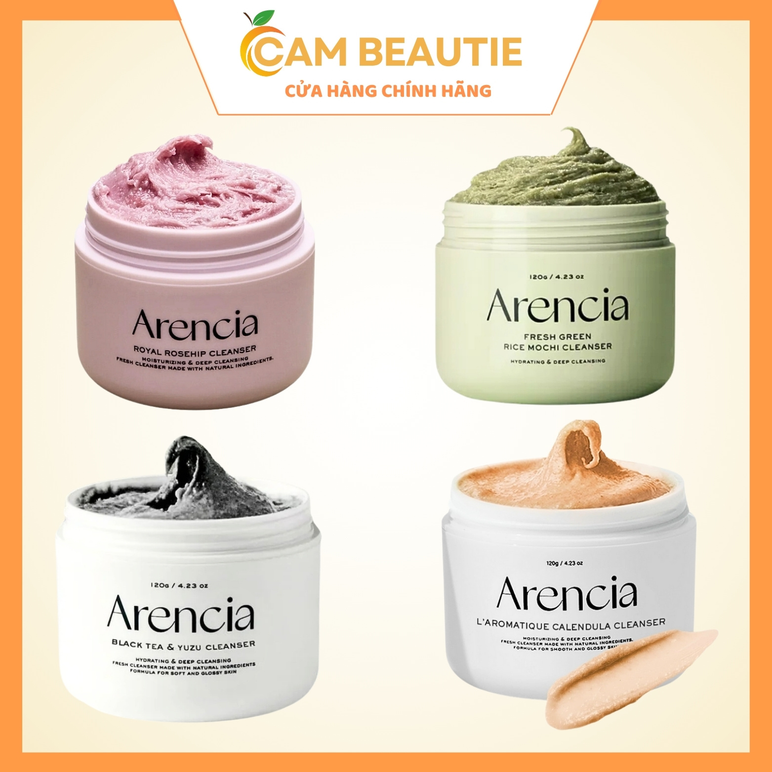 Sữa rửa mặt ARENCIA Fresh Green Rice Mochi/Blue Hyssop/Calendula/Royal Rosehip Cleanser 120g