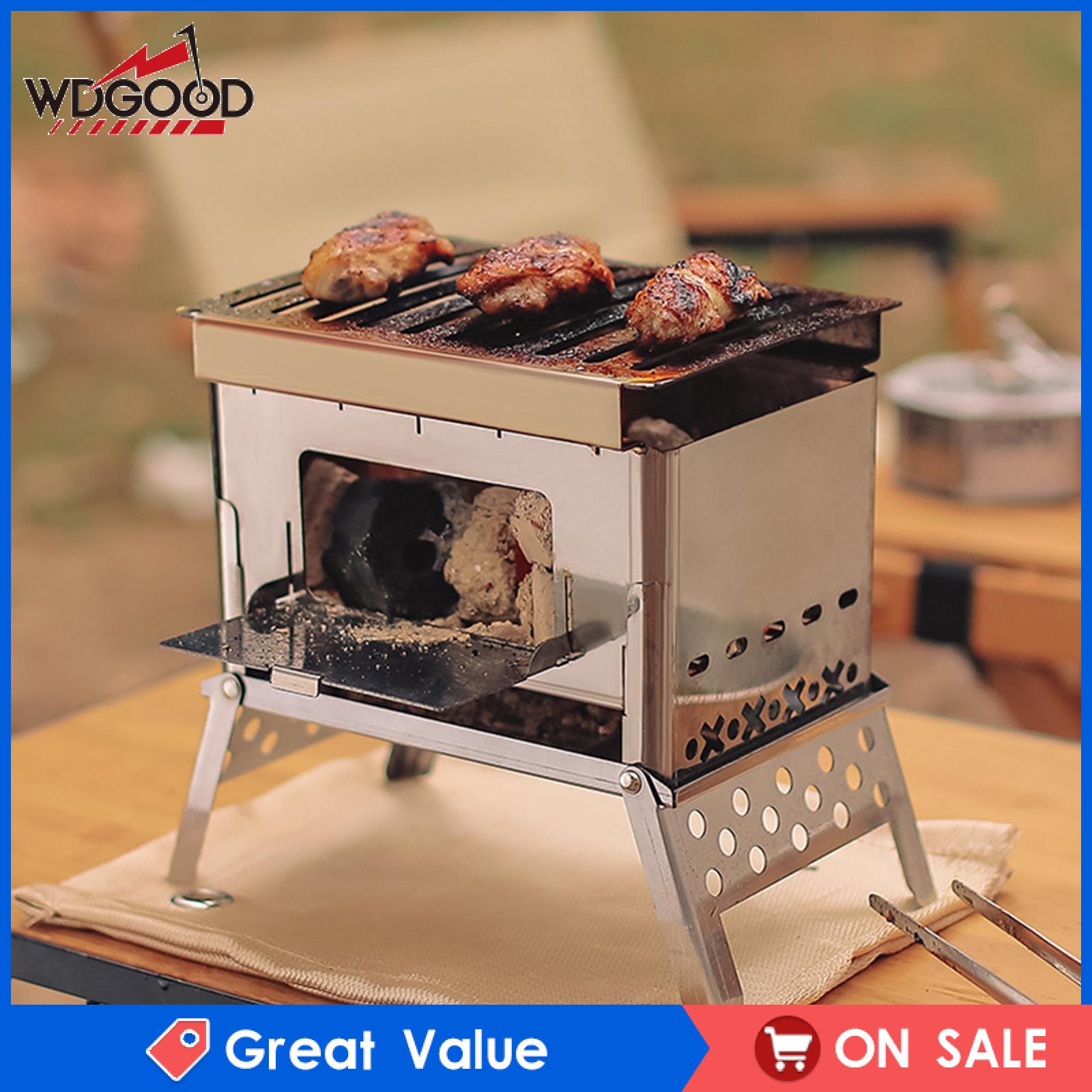 Wdgood nhỏ gọn nướng khi cắm trại bếp lò nấu nướng củi lò đốt có thể gập lại hố lửa lửa trại để đi d