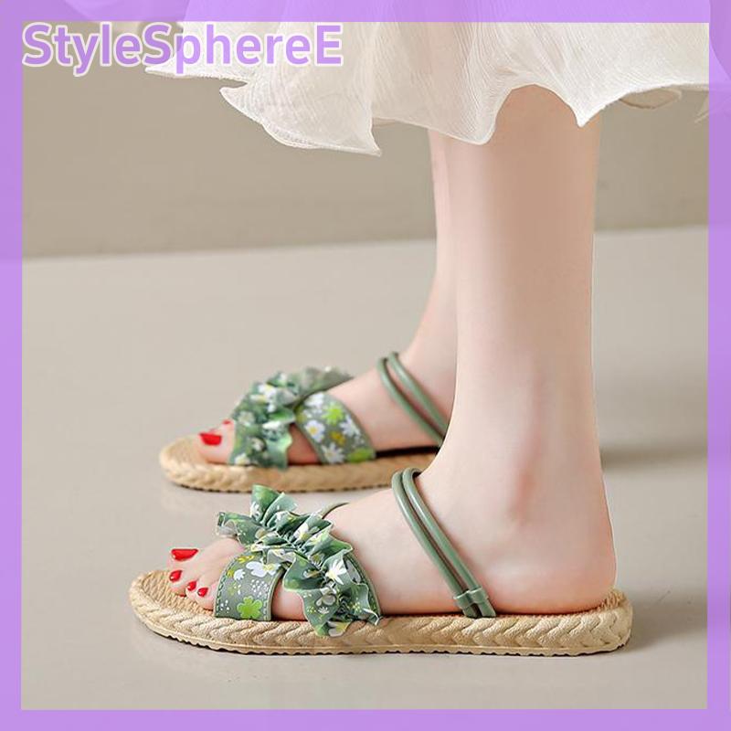 StyleSphereE Dép hoa mới cho nữ mùa hè mặc ngoài trời dễ phối cho nữ dép thời trang sinh viên nữ chống trượt phẳng
