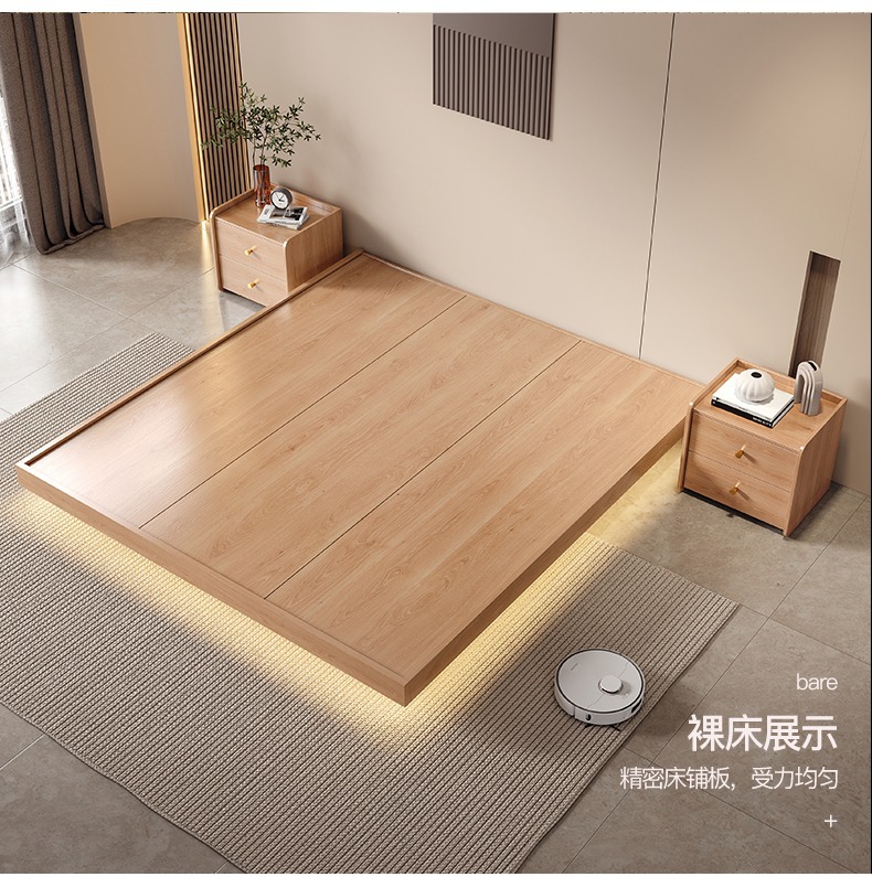 Giường treo kiểu Nhật Bản giường tatami hiện đại đơn giản không có giường đầu giường giường đôi và giường ăn sáng giường ngắn