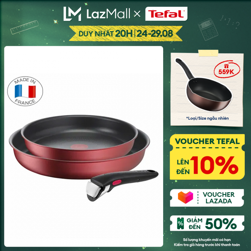 Bộ nồi chảo cán rời chống dính 5 món Tefal Ingenio   - Sản Xuất Tại Pháp - Hàng chính hãng