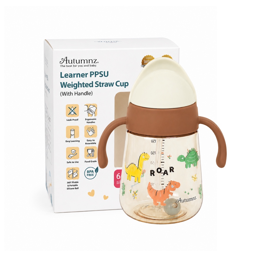 Autumnz Baby Sippy Cup With Spout (150ml / 5oz) 4m+ / Autumnz Tritan Sippy Cup With Handle (Soft Silicone Spout & Weight Straw) 180ml