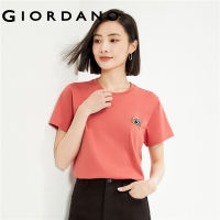 GIORDANO Women T-Shirts 100% Cotton Small Embroidery Tee Crewneck Short Sleeve Simple Summer Fashion Casusal Tshirts 13324321