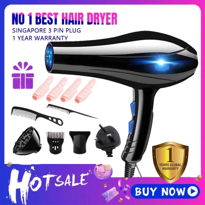 Local Stock [5in1] 2200W Hair Dryer 2Gears Professional Blue Ray Ionic Tech Saloon Hair styling Strong Wind 3Modes 吹风筒