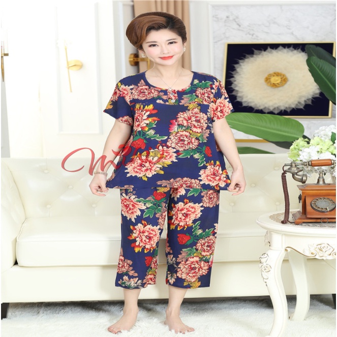 Đồ bộ trung niên nữ mặc nhà chất lanh B86b - Bộ đồ quần áo kiểu thời trang cho mẹ cho bà - Shop bộ n