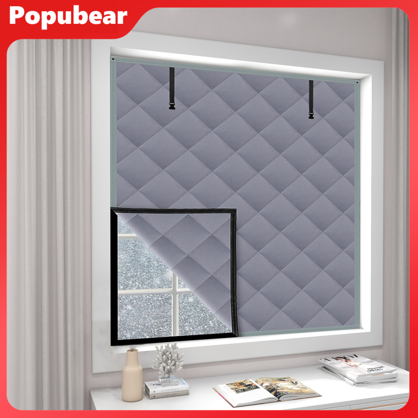 Insulated Window Covers 3-Layer Design High-Density Oxford Cloth Roll-Up Straps Winter Thermal Insulation Curtains Set ราคา 1,511 บาท*ส่งฟรี