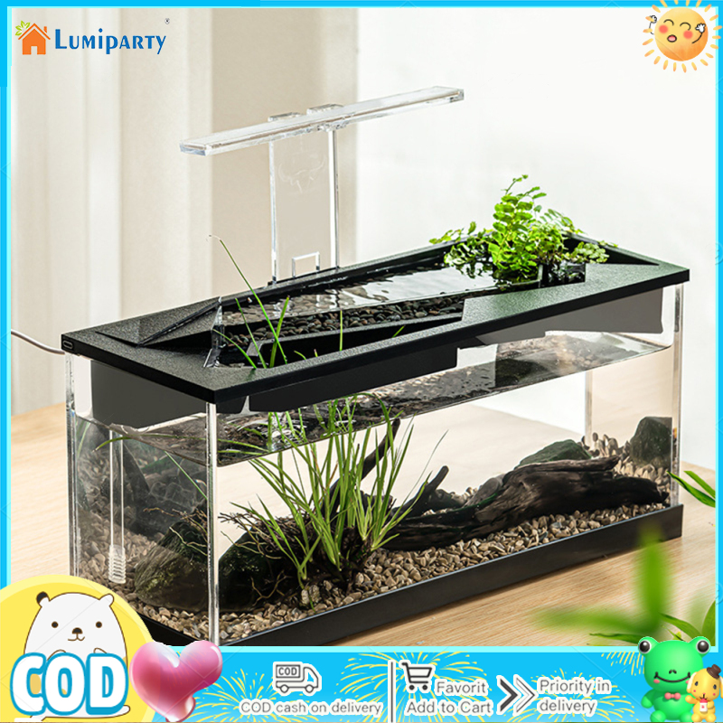 Betta Fish Tank, Aquarium Fish Tank Kit With Transparent Cover, Build-in Night Light, Ecological Cycle System, Circulating Heating Lighting Desktop Aquarium ราคา 1,028 บาท*ส่งฟรี