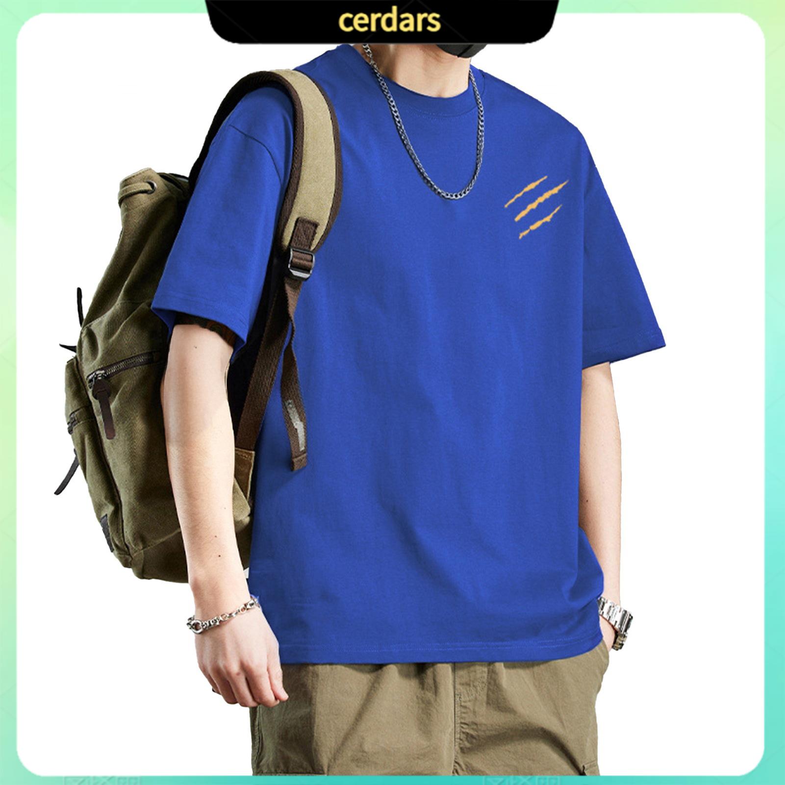 Cerdars Casual Loose Fit Shirt Men Casual Summer Tee Men's Cotton Blend T-shirt Casual Solid Color Crew Neck Summer Tee Breathable Loose Fit Shirt for Daily Wear Beach Street Fashion - 4